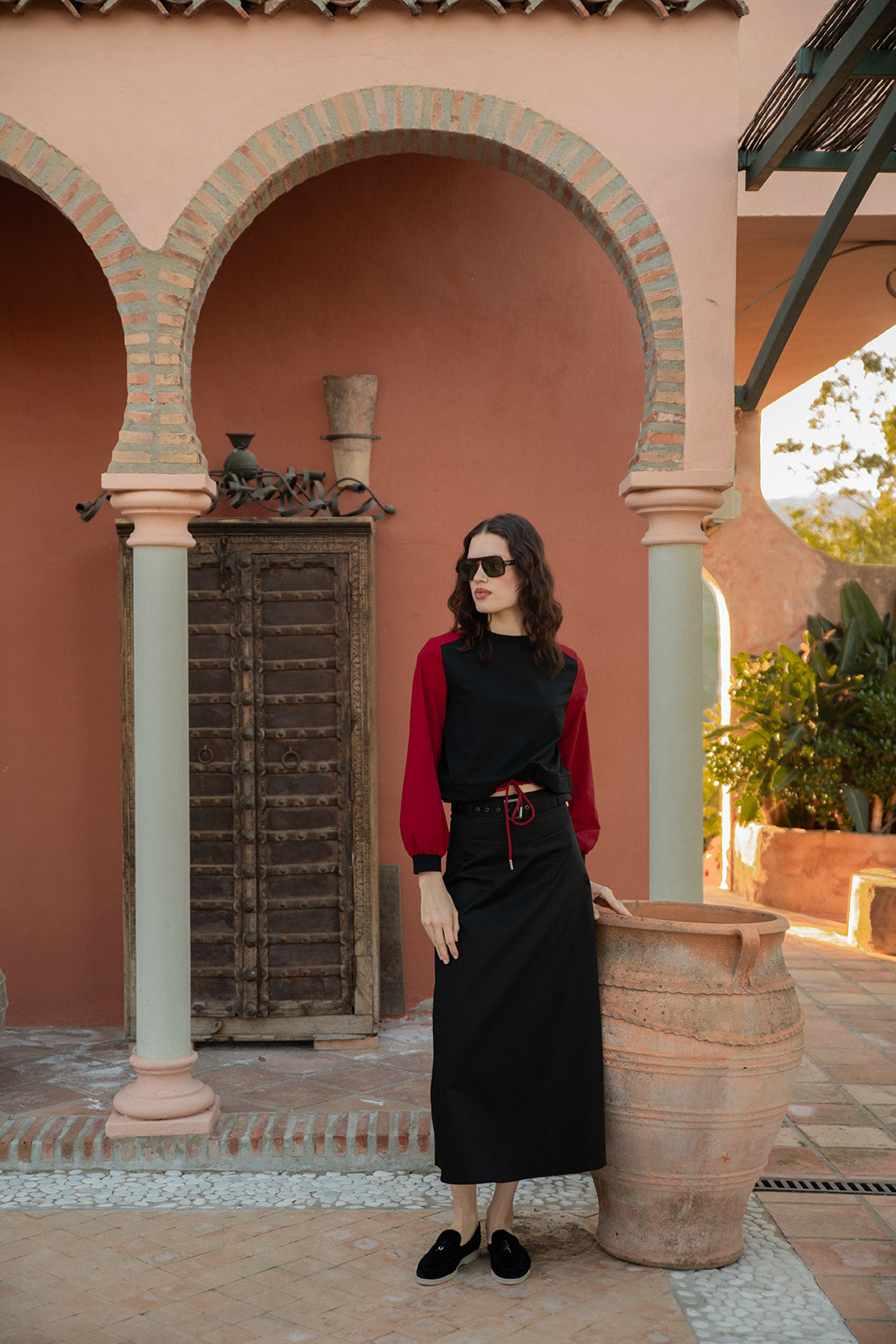 Bubble Sleeve Sweatshirt with Taffeta Tunnelled Pully