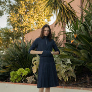 Wide Knife Pleat Skirt with Stitched Pleat Fold