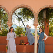 Cotton Shirt Dress with Toggles and Knit Insert Details