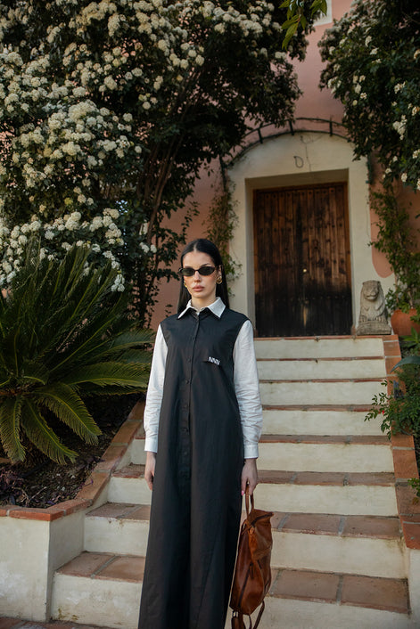 Sleeveless Cotton Dress with Upside Down Pocket Black / XXL Sleeveless Cotton Dress with Upside Down Pocket Black / XXL