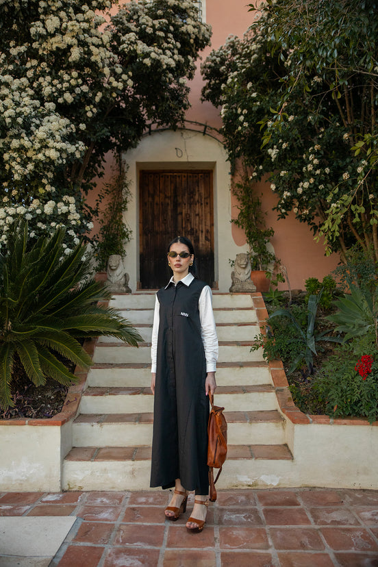 Sleeveless Cotton Dress with Upside Down Pocket