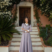 Striped Cotton Shirt Dress with Centre Front Tie