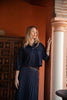Denim Accordion Pleated Maxi Skirt