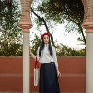 Wrap to Side to Denim Aline Skirt with Double Buckle