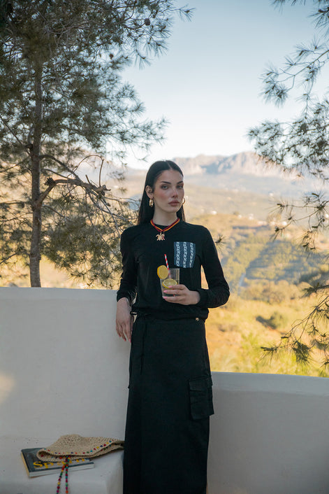 Wrap to Side Skirt with Wide Side Pleat