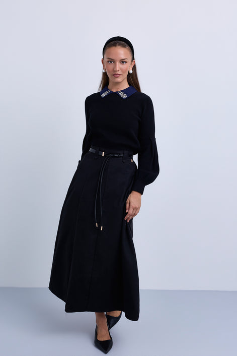 Aline Skirt with Contrast Belt