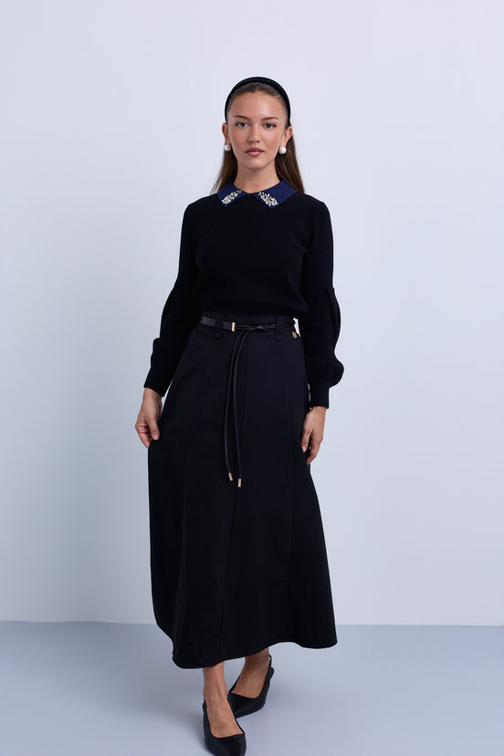 Aline Skirt with Contrast Belt