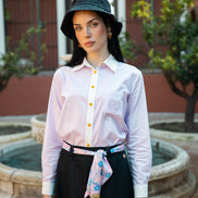 Aline Denim Skirt with Printed Scarf Belt
