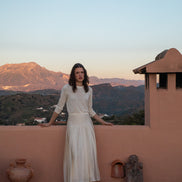 Sewn Down Knife Pleat Maxi Satin Skirt with Waistband