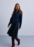 Double Breasted Denim Jacket with Contrast Collar - Blue