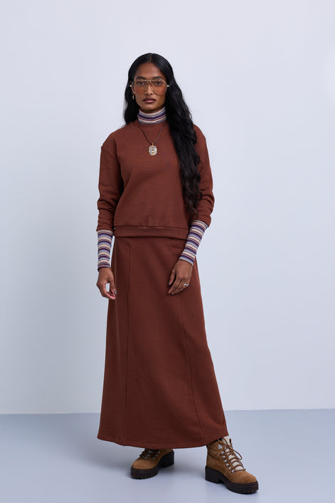 Front Tie Maxi Skirt with Large Hip Pockets
