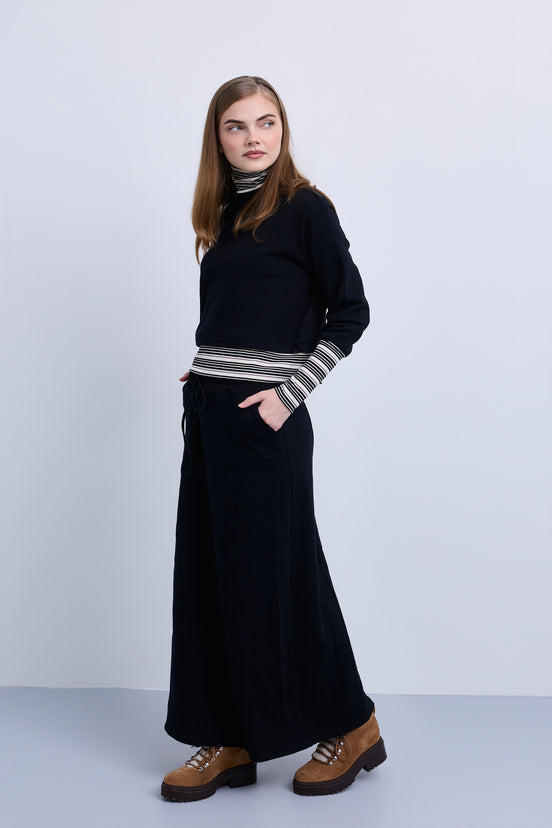 Front Tie Maxi Skirt with Large Hip Pockets