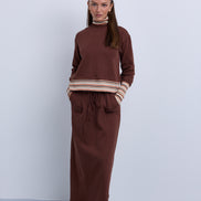 Front Tie Maxi Skirt with Large Hip Pockets