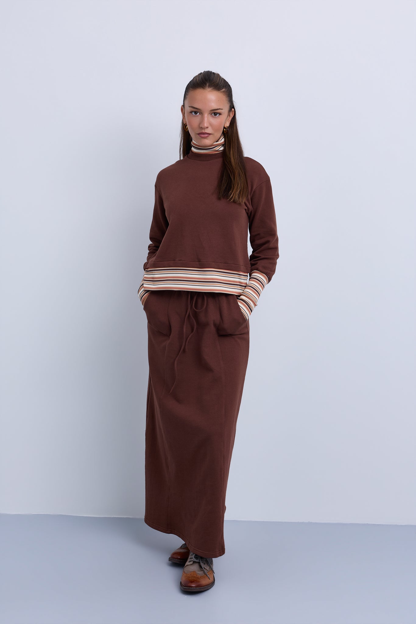 Front Tie Maxi Skirt with Large Hip Pockets