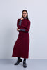 Front Tie Maxi Skirt with Large Hip Pockets - Burgundy