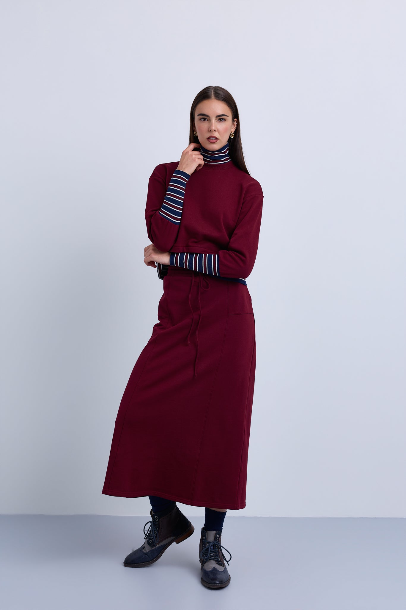 Front Tie Maxi Skirt with Large Hip Pockets