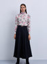 Double Pleat Fine Wool Maxi Skirt with Gold Clasp Leather. Belt