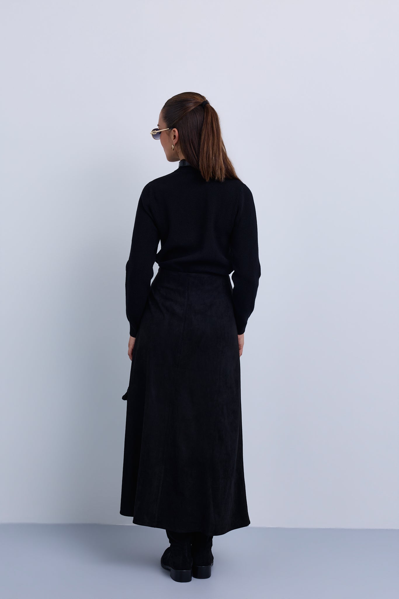 Aline Suede Skirt with Chain Pocket Design