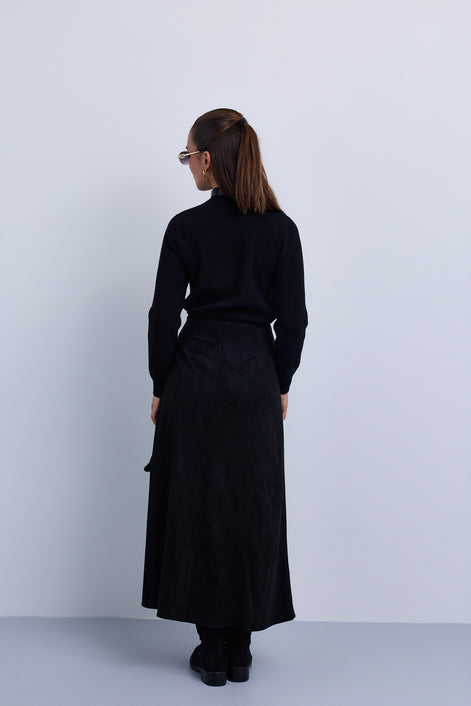 Aline Suede Skirt with Chain Pocket Design