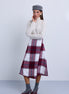 Wrap to Side Plaid Aline Knee Length Skirt