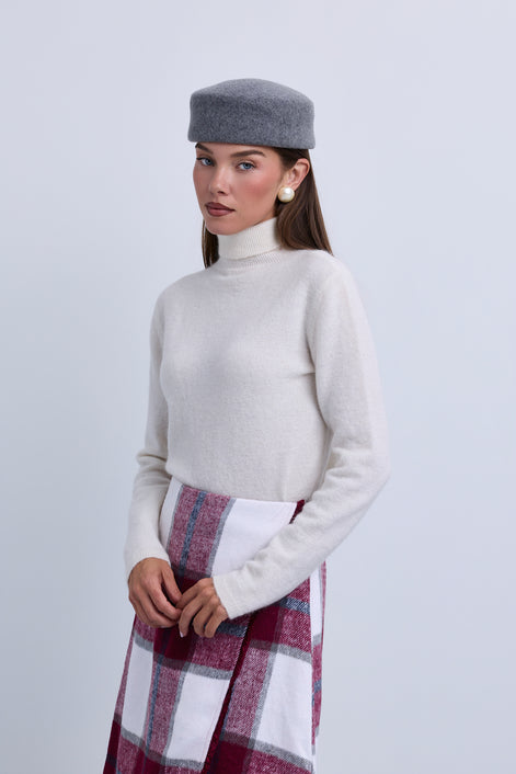 Wrap to Side Plaid Aline Knee Length Skirt