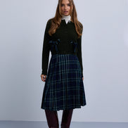 Black Watch Asymmetric Tartan Pleat Skirt