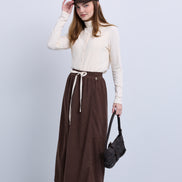 Fine Cord Maxi Skirt with Side Panel Seam Details