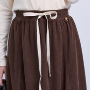 Fine Cord Maxi Skirt with Side Panel Seam Details