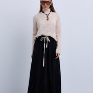 Fine Cord Maxi Skirt with Side Panel Seam Details