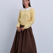 Gathered Bubble Hem Midi Skirt