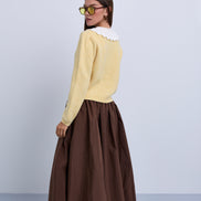 Gathered Bubble Hem Midi Skirt