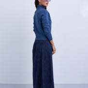 Midi Length Straight Suede Skirt