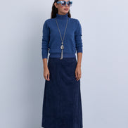 Midi Length Straight Suede Skirt