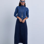 Midi Length Straight Suede Skirt