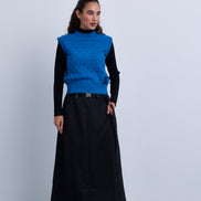 Aline Taffeta Skirt with Seatbelt Buckle Belt