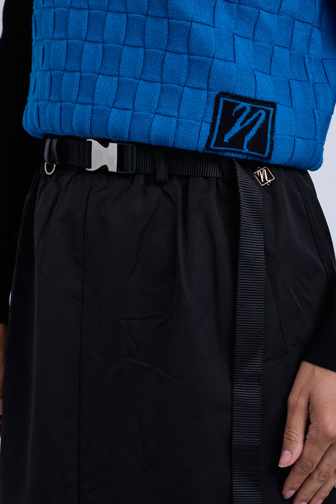 Aline Taffeta Skirt with Seatbelt Buckle Belt