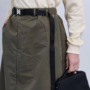 Aline Taffeta Skirt with Seatbelt Buckle Belt