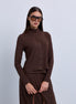 2in1 Look Button Front High Neck Jersey Top - Brown