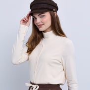 2in1 Look Button Front High Neck Jersey Top