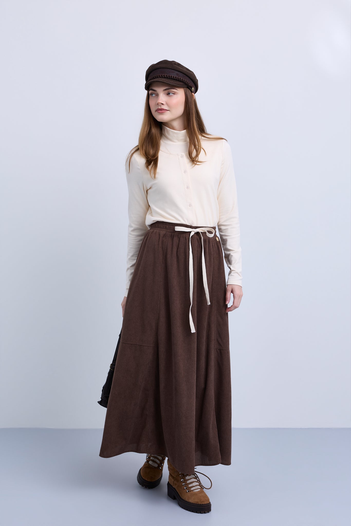 2in1 Look Button Front High Neck Jersey Top