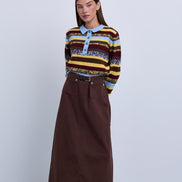 Denim Maxi Skirt with Feature Pockets