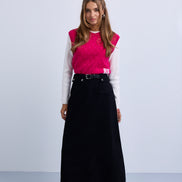 Denim Maxi Skirt with Feature Pockets