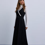 V-Neck Belted Denim Dress with NNN Tape Shoulders