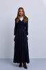 Pinstripe Wrap Dress with Collar Insert