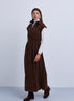 Dropped Shoulder Contrast Gathered Waistband Sleeveless Maxi Dress - Brown