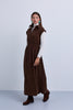 Dropped Shoulder Contrast Gathered Waistband Sleeveless Maxi Dress - Brown