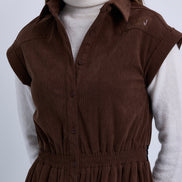 Dropped Shoulder Contrast Gathered Waistband Sleeveless Maxi Dress