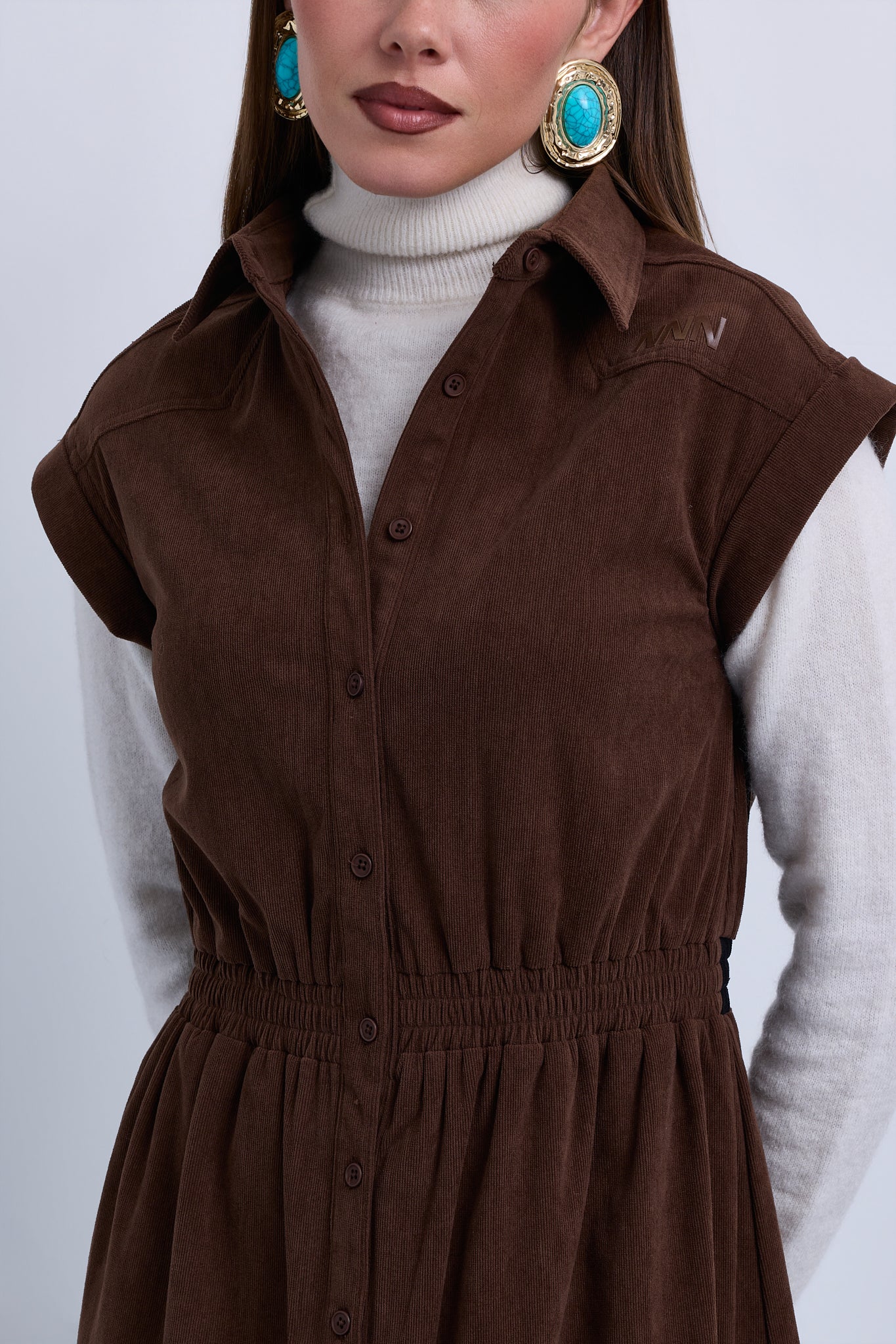 Dropped Shoulder Contrast Gathered Waistband Sleeveless Maxi Dress