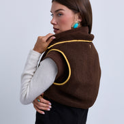 Sleeveless Sheepskin Henley Top with Toggle Waist