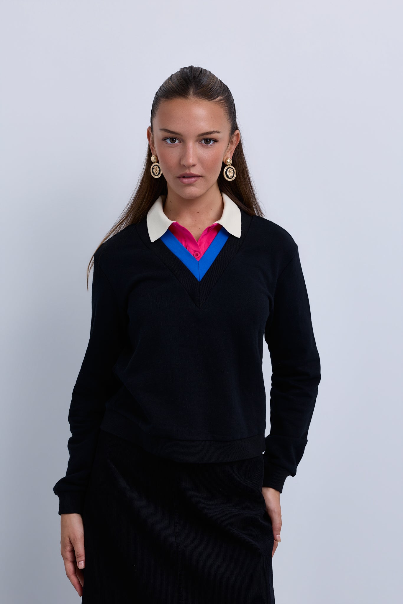 Triple Colour Collar Sweatshirt